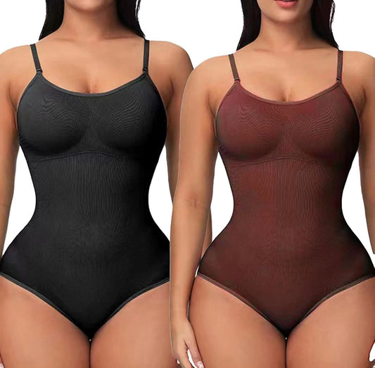 Black & Brown Sleeveless Sculpting Body Shapewear Combo