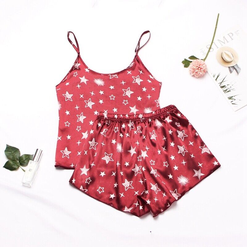Red Star Satin Nightwear Set