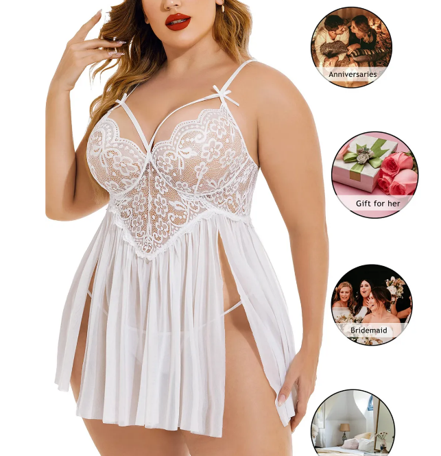 Glamour in Maroon Plus-Size Lingerie Set