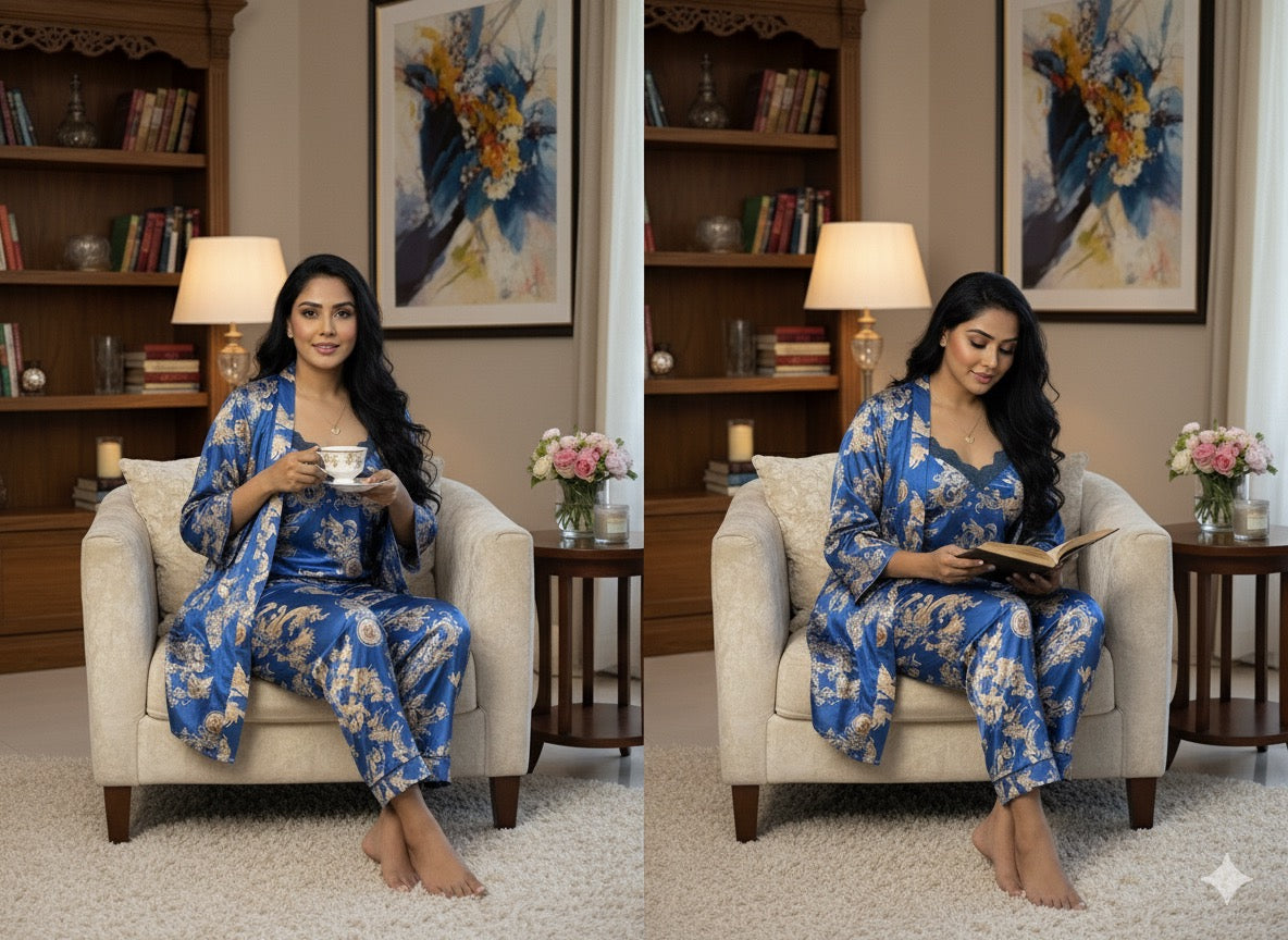 3Pc Dragon Print Nightsuit