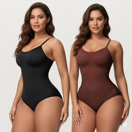 Black & Brown Sleeveless Sculpting Body Shapewear Combo