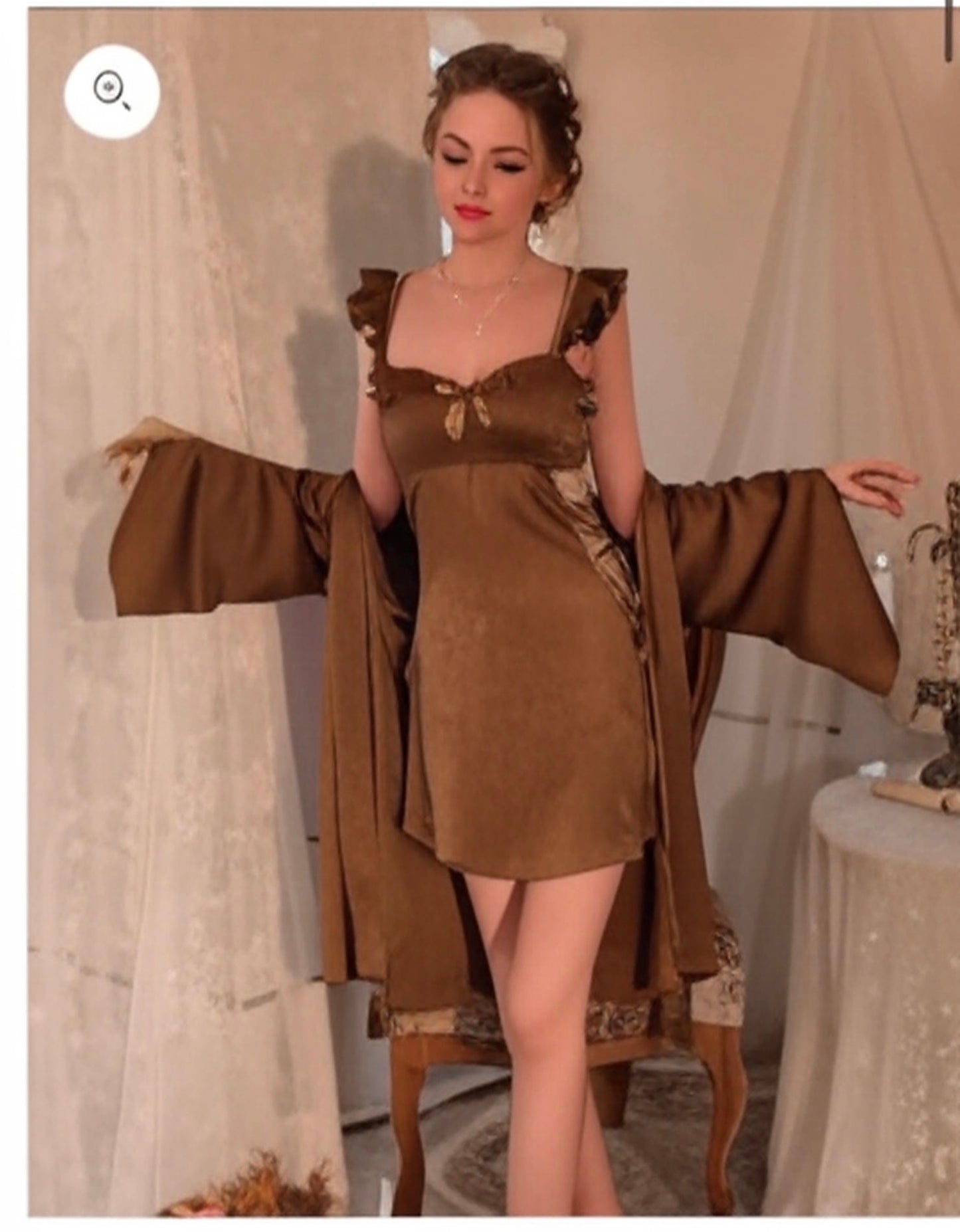 "Royal Cinderella Satin Nightwear with Robe"