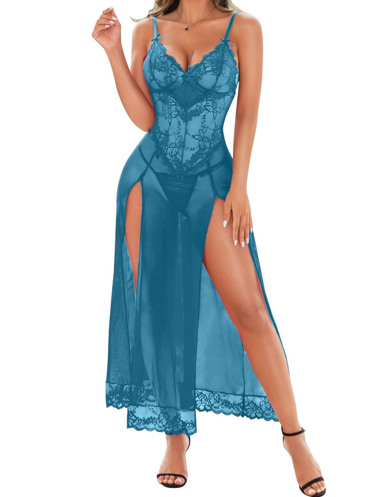 Aqua lace gown