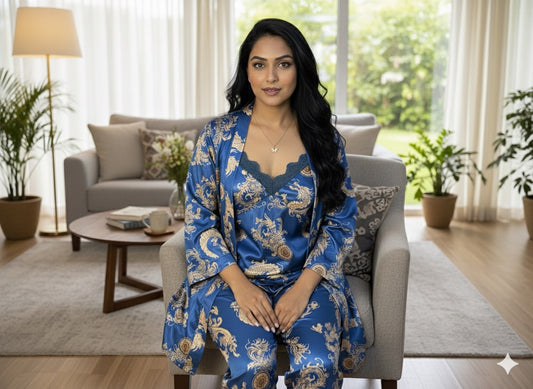 3Pc Dragon Print Nightsuit