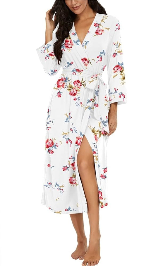 White Orchid Elegance Satin Robe