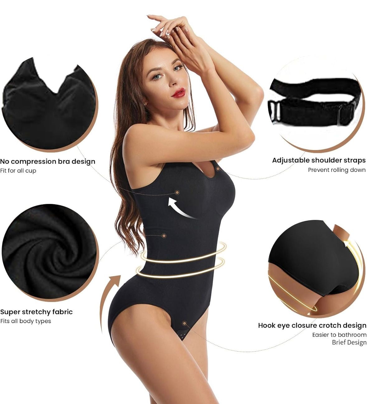 Black & Brown Sleeveless Sculpting Body Shapewear Combo