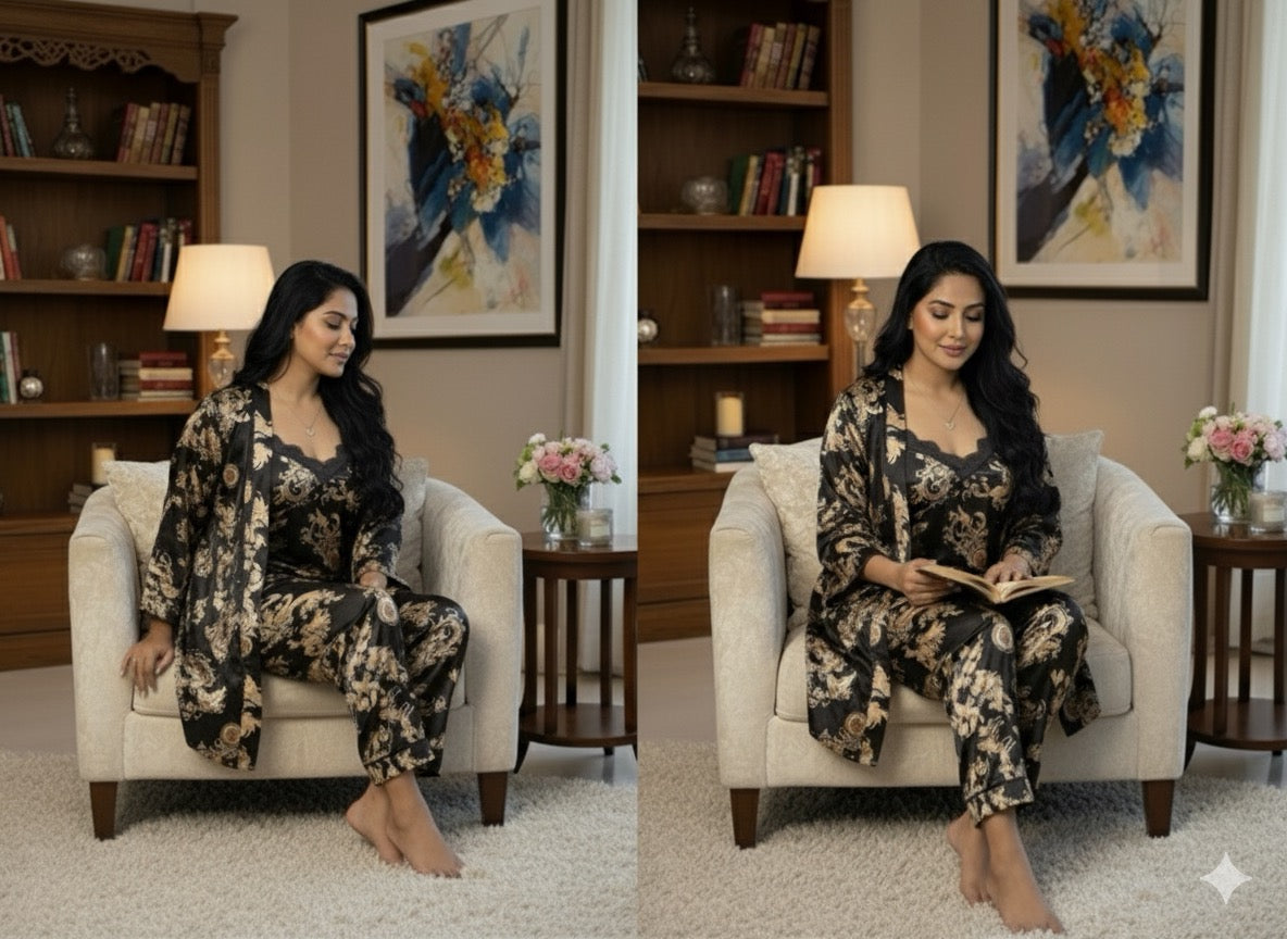 3Pc Dragon Print Nightsuit