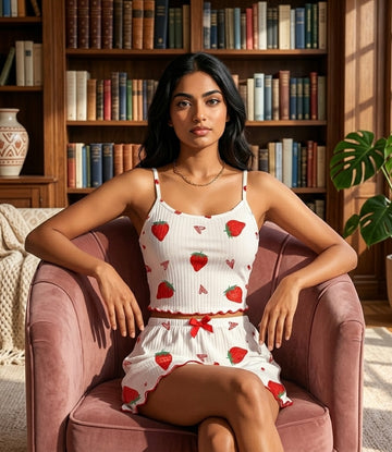Strawberry 🍓 Print comfy Nightsuit 2Pc🍓
