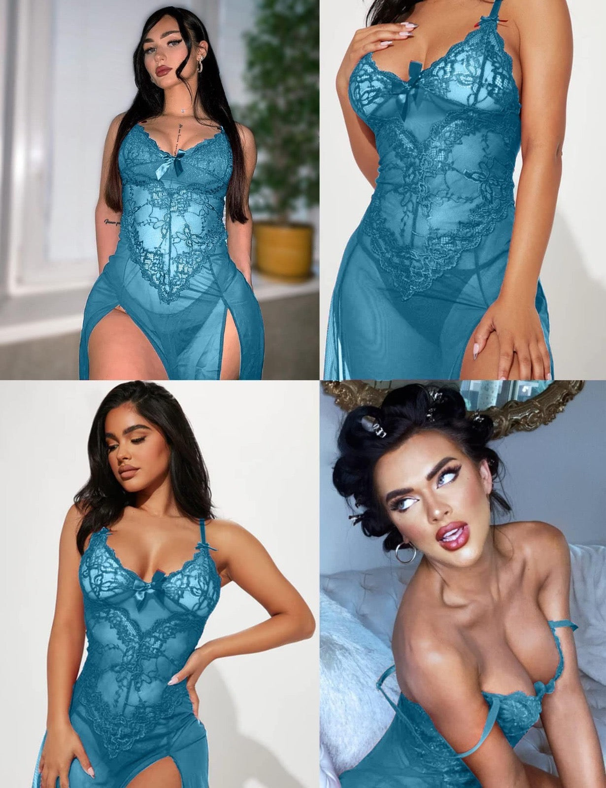 Aqua lace gown