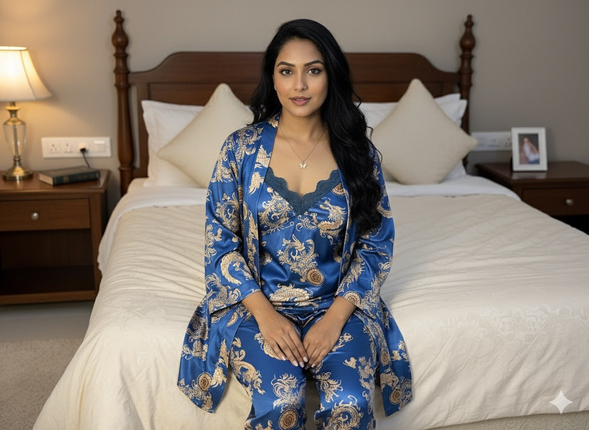 3Pc Dragon Print Nightsuit