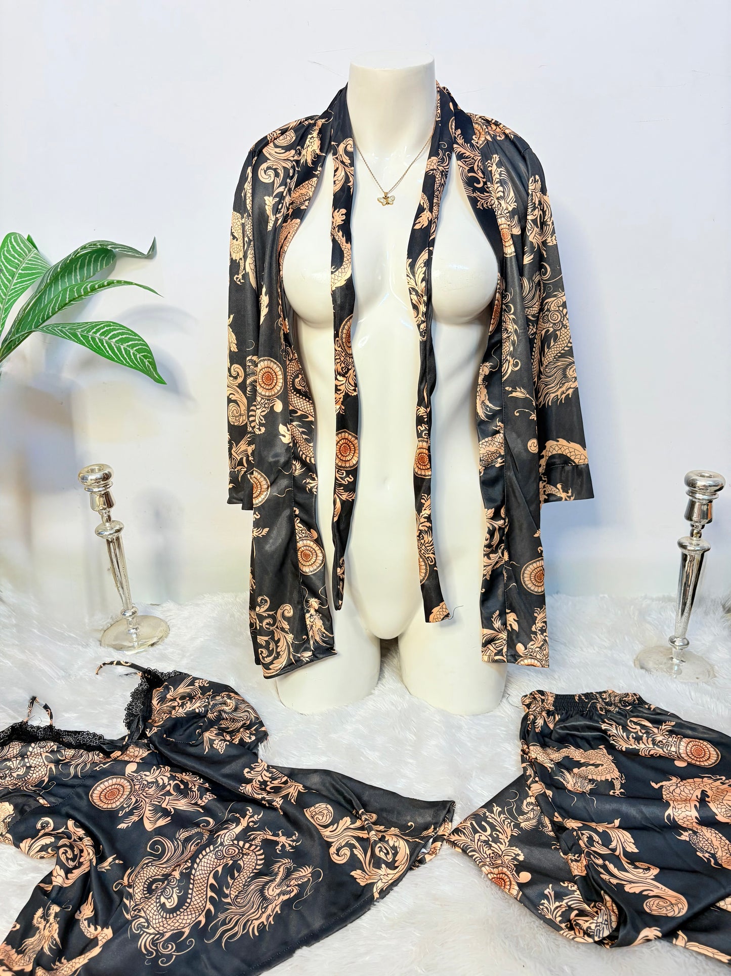 3Pc Dragon Print Nightsuit