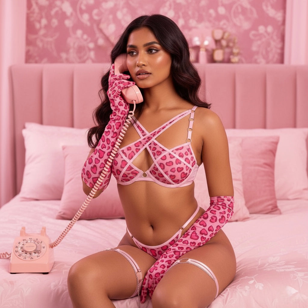 Pink Heart Lingerie + Gloves