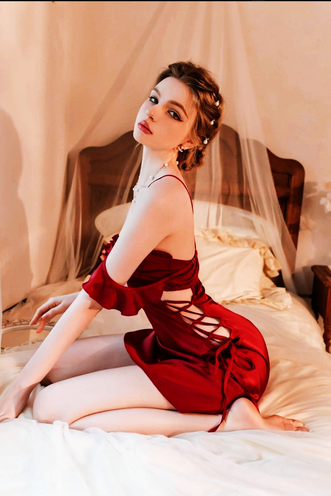 "Royal Cinderella Satin Nightwear with Robe"