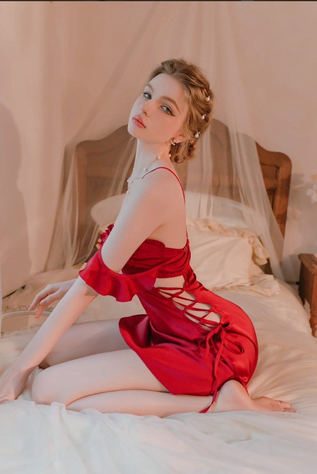 "Royal Cinderella Satin Nightwear with Robe"