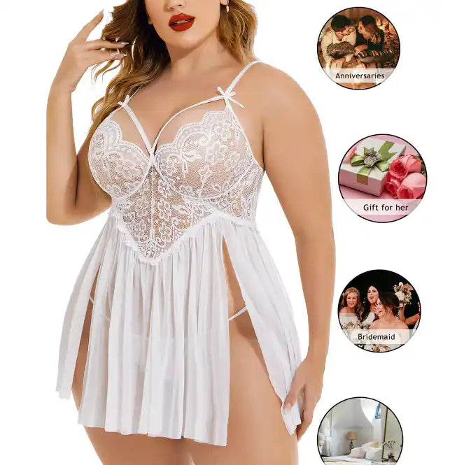 Glamour in Maroon Plus-Size Lingerie Set