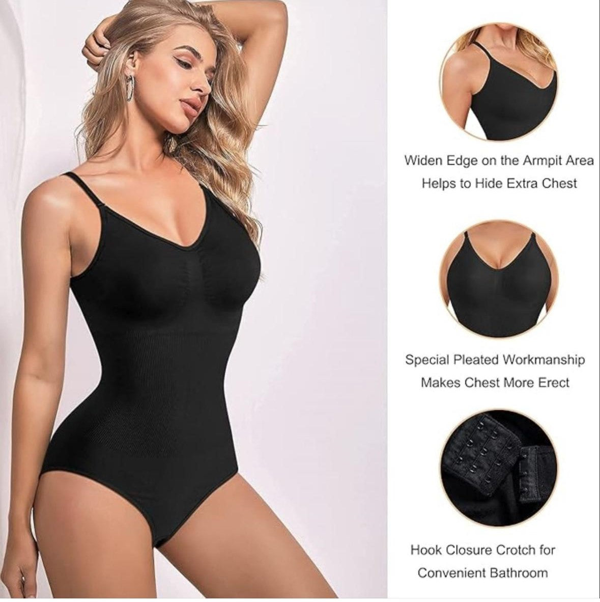 SculptX Black Shapewear Bodysuit