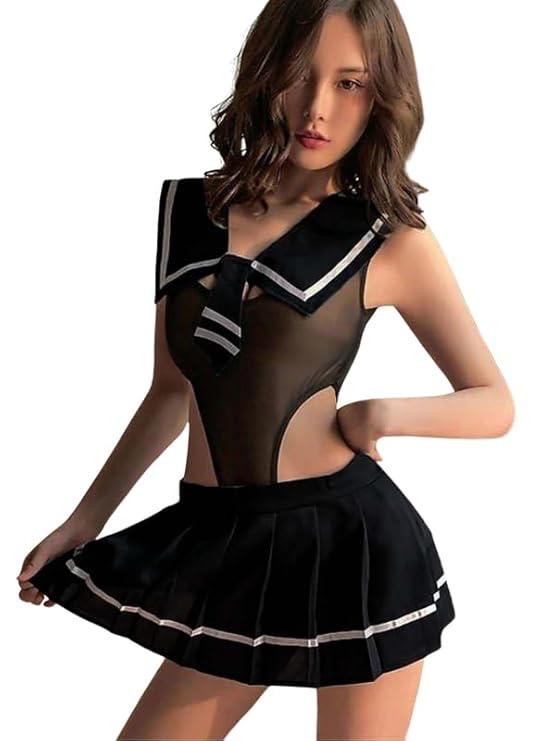 Retro Schoolgirl – Mesh Cutout Lingerie Set